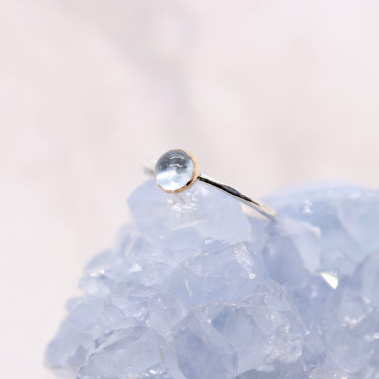 Aquamarine gemstone crystal ring in mixed metal