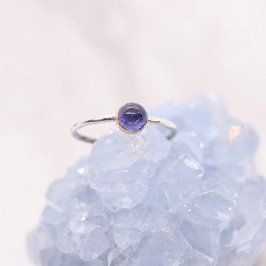 Tanzanite gemstone crystal ring in mixed metal