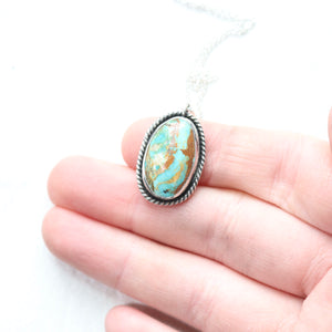 Easter Blue turquoise pendant necklace from Nevada in sterling silver with a boho style