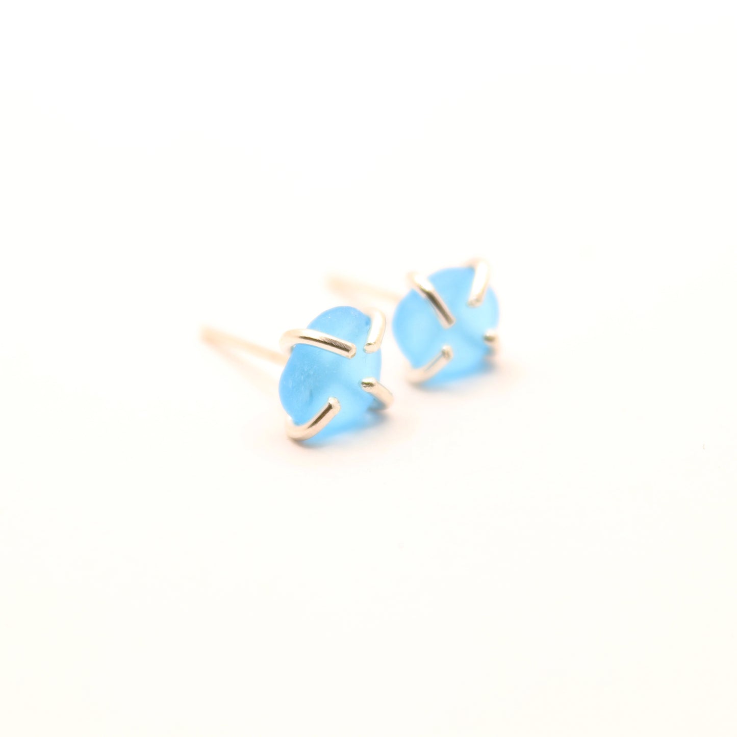 blue sea glass earrings
