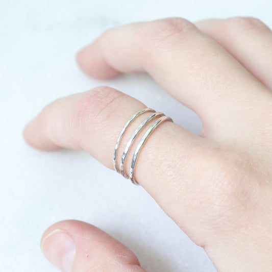 silver hammered stacking ring