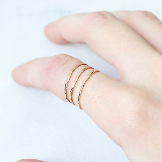 gold hammered stacking ring