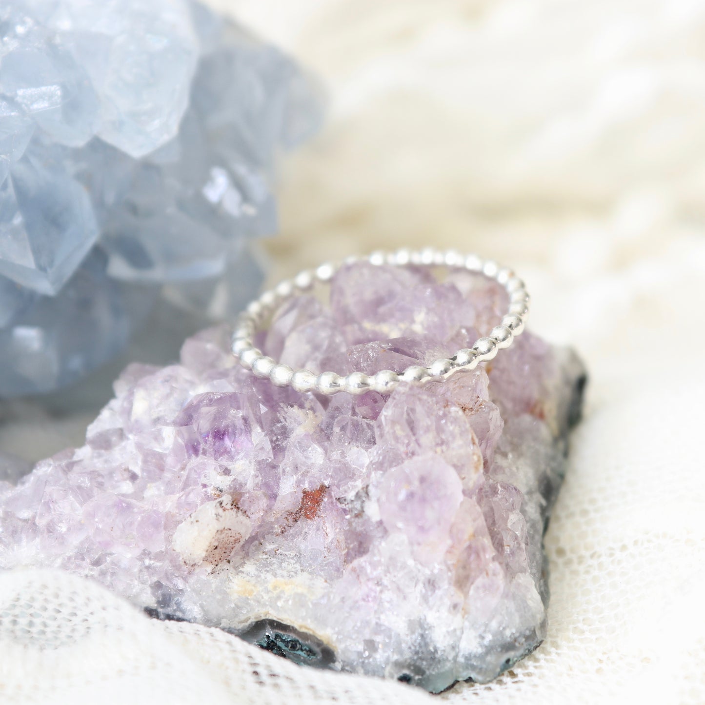 silver dot stacking ring