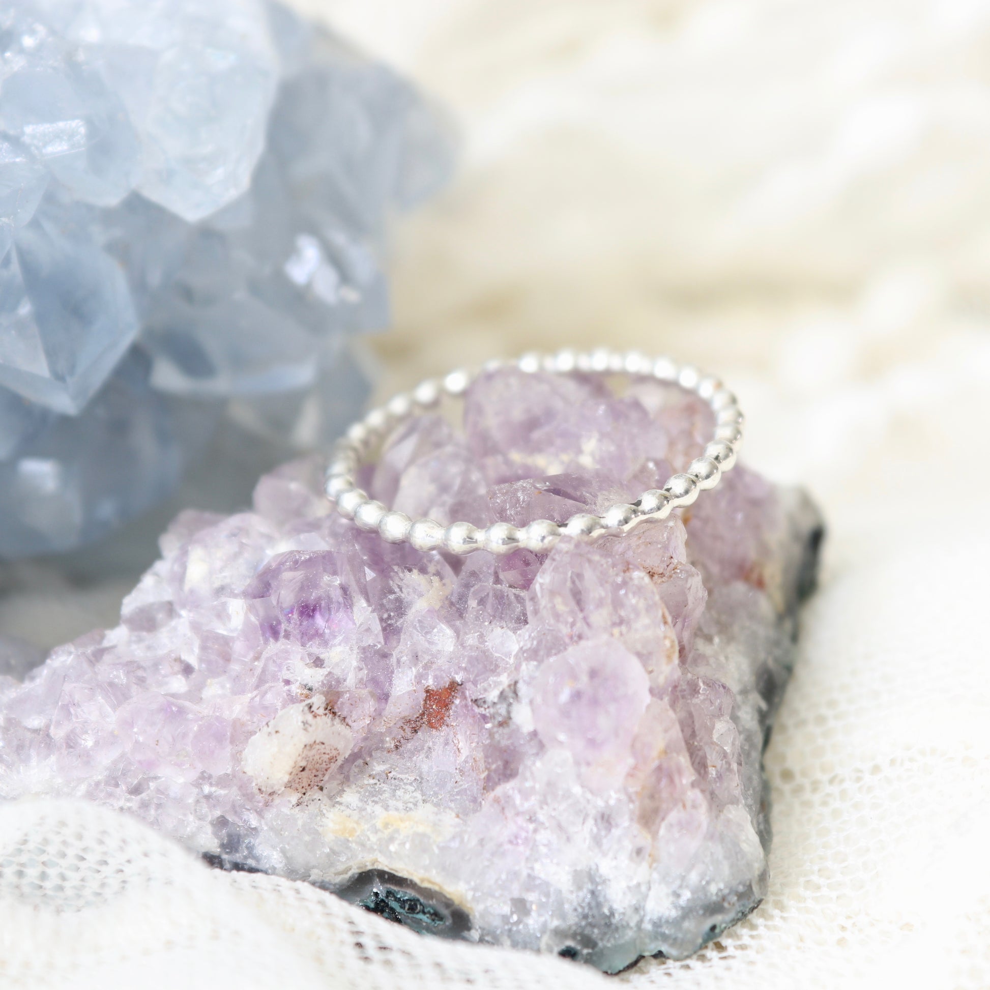 silver dot stacking ring