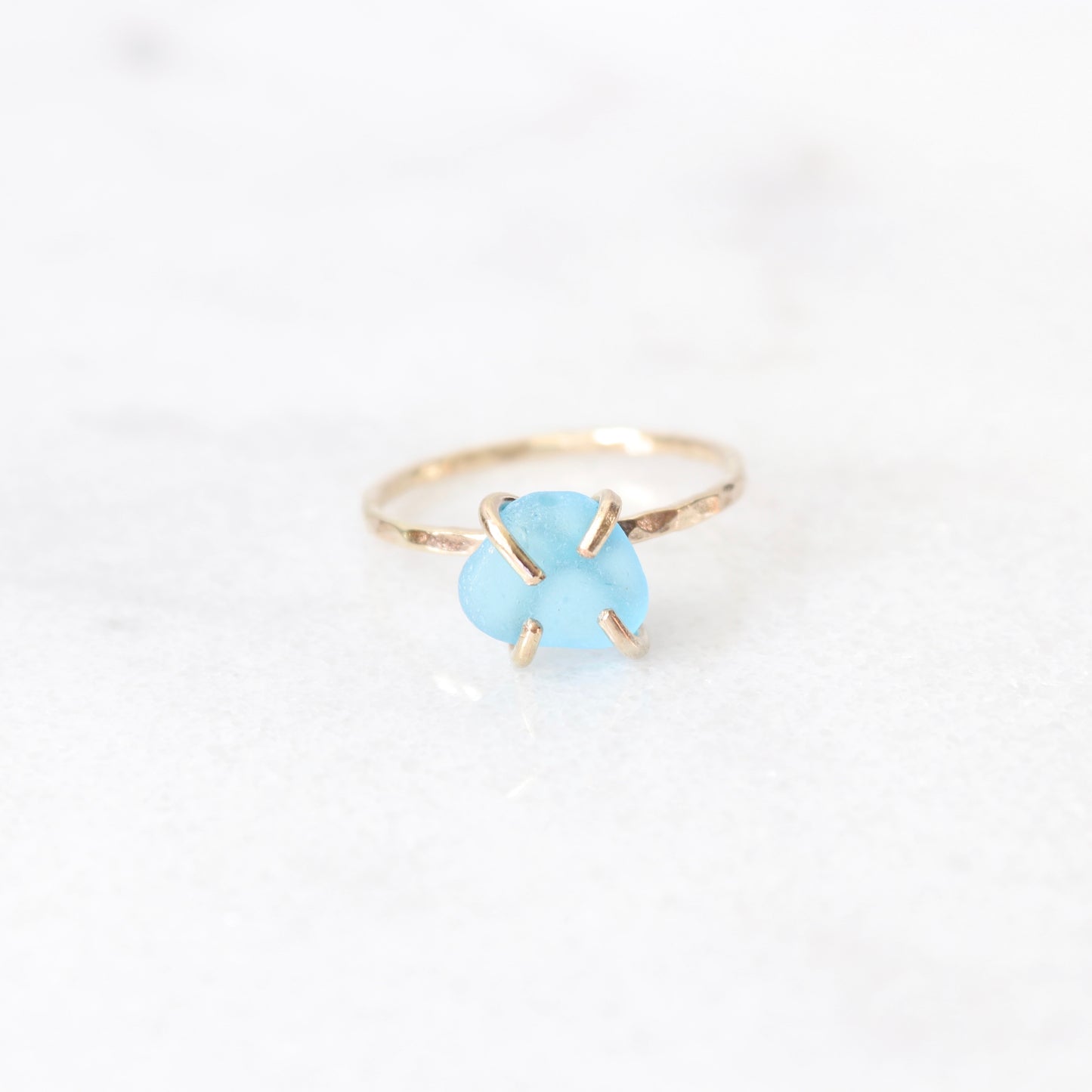 blue sea glass ring