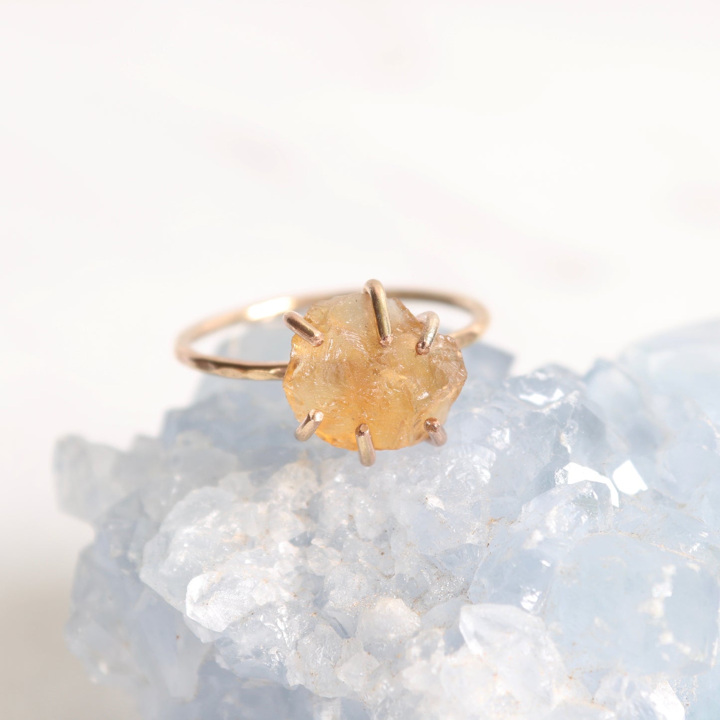 raw citrine crystal ring