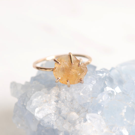 raw citrine crystal ring