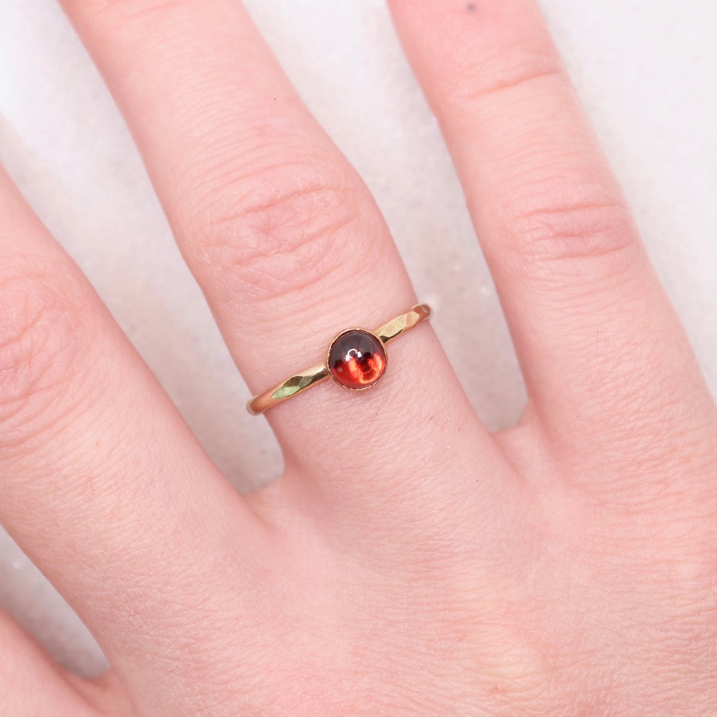 boho garnet gemstone stacking ring