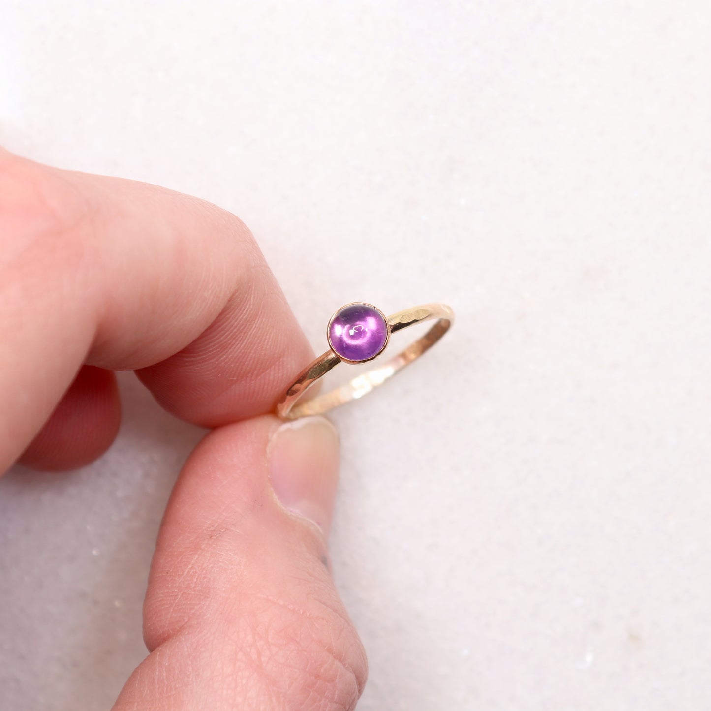 boho amethyst gemstone stacking ring