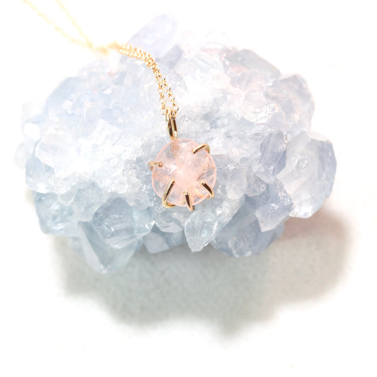 Morganite Gemstone Rose Cut Necklace