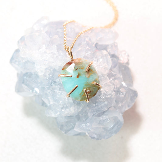 Peruvian Opal Gemstone Rose Cut Necklace