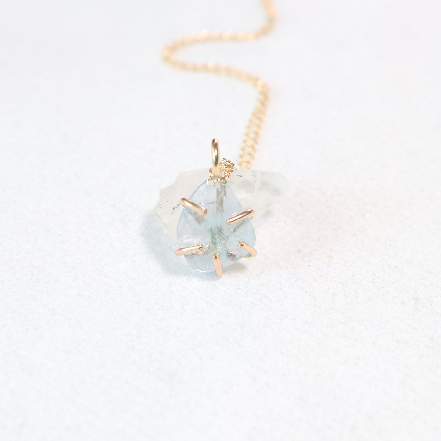 Aquamarine Gemstone Rose Cut Necklace