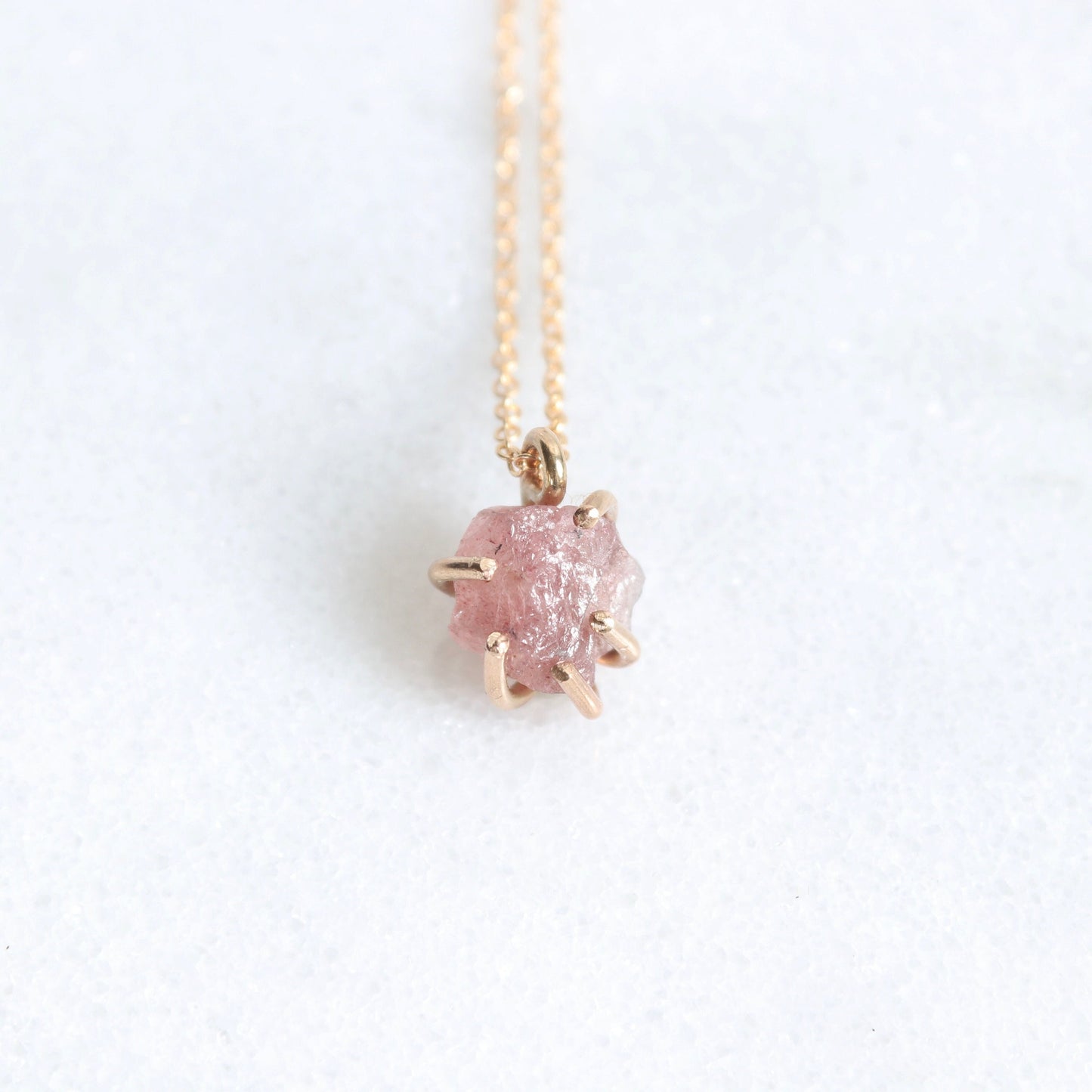 rose quartz raw crystal necklace