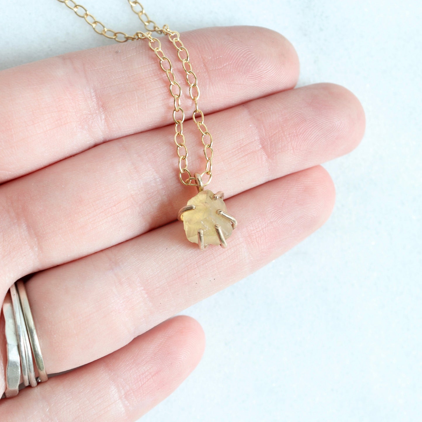 citrine raw crystal necklace