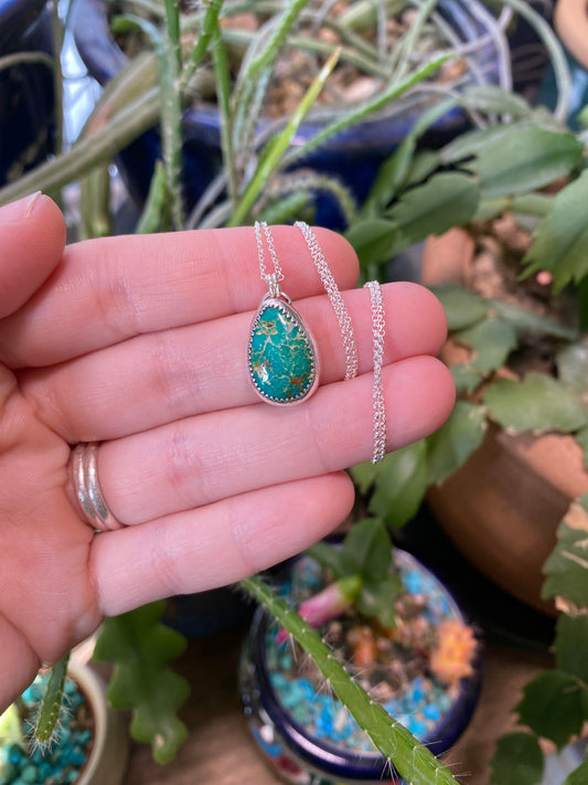 Sonoran Gold Turquoise Teardrop Necklace