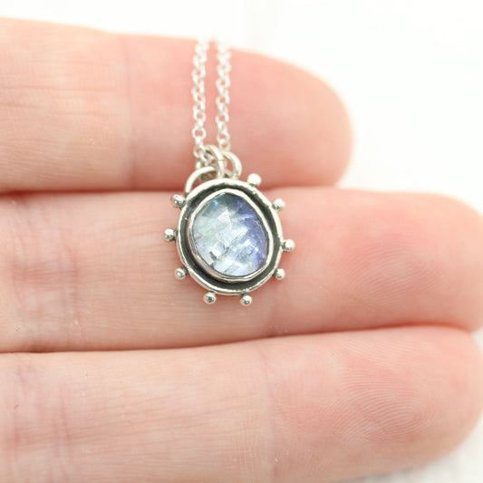 Bicolor Tanzanite Gemstone Sun Relic Necklace
