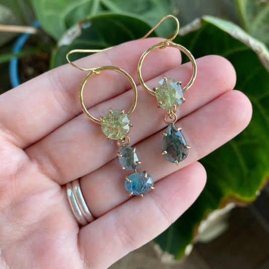 Kyanite Asymmetrical Earrings in 14k Gold Fill