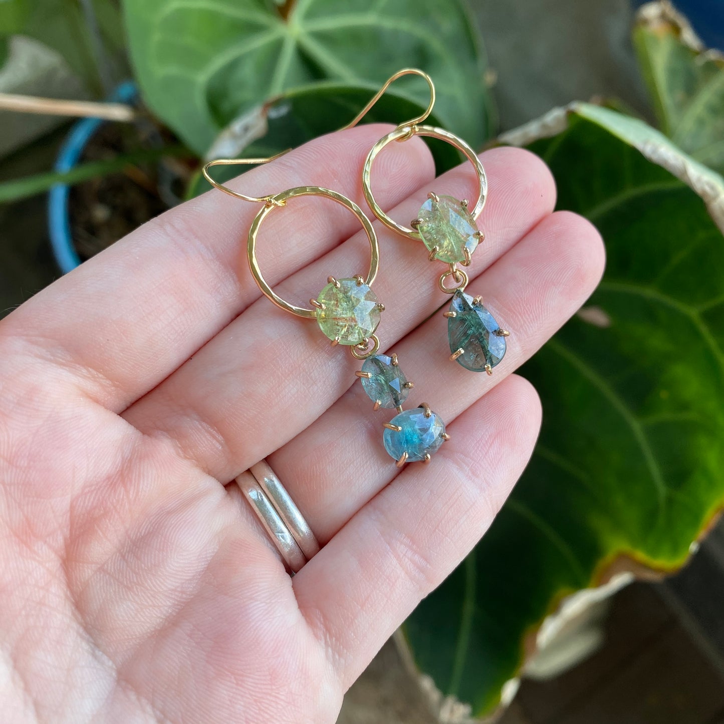 Kyanite Asymmetrical Earrings in 14k Gold Fill