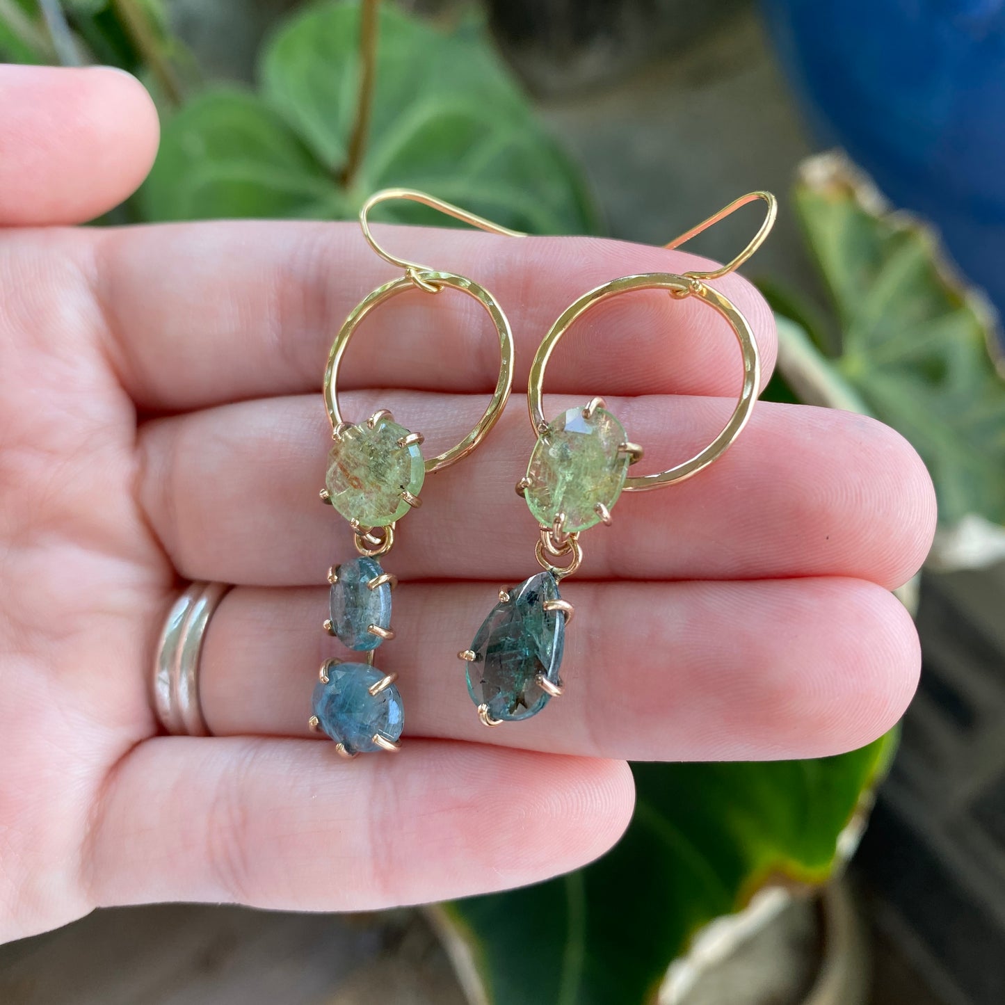 Kyanite Asymmetrical Earrings in 14k Gold Fill