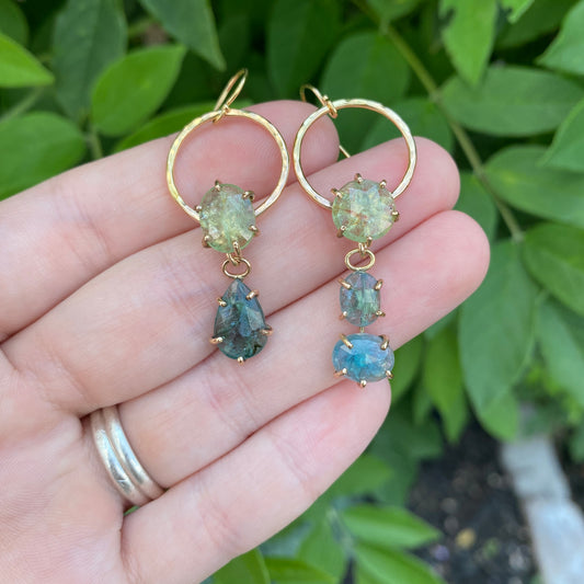 Kyanite Asymmetrical Earrings in 14k Gold Fill
