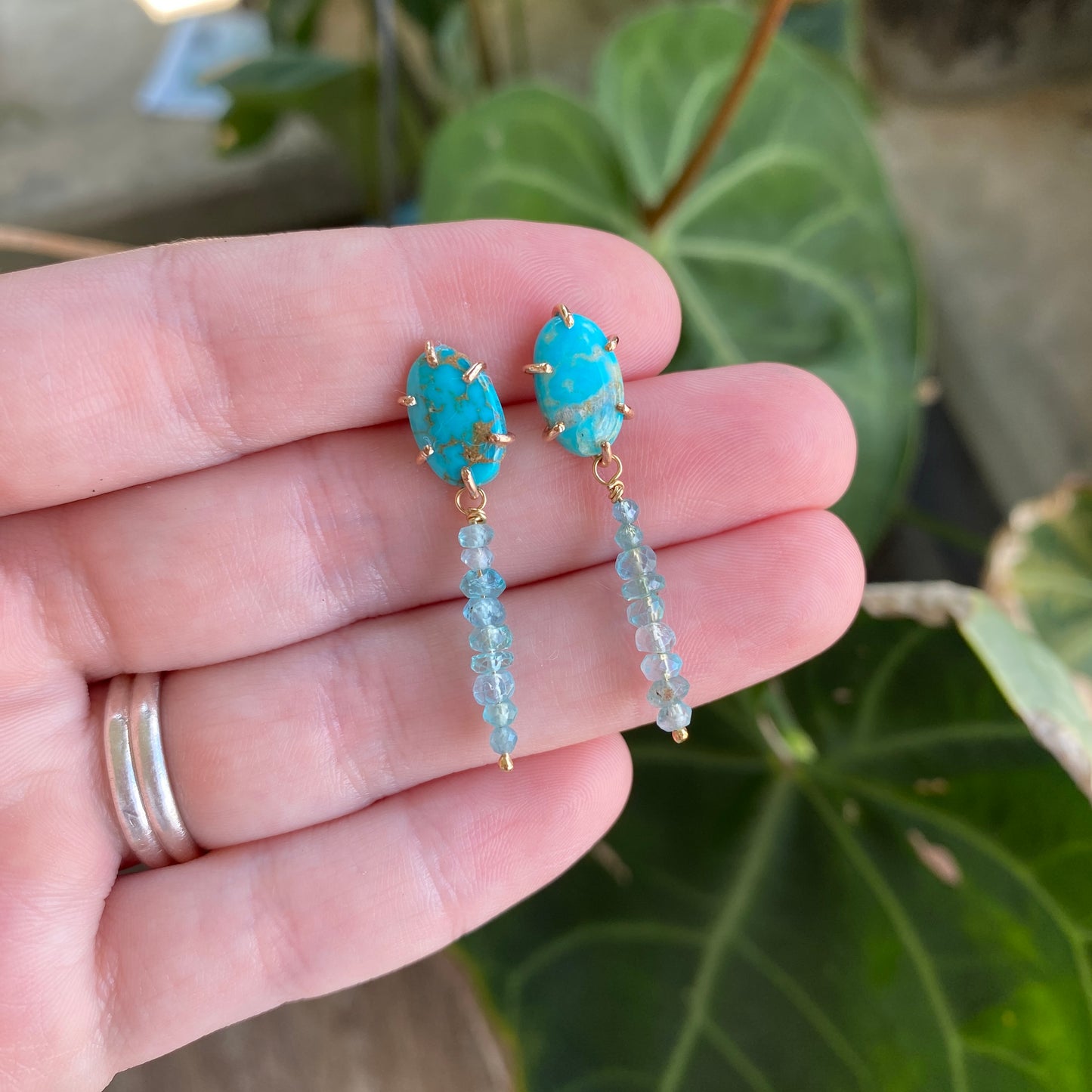 Turquoise and Aquamarine Earrings