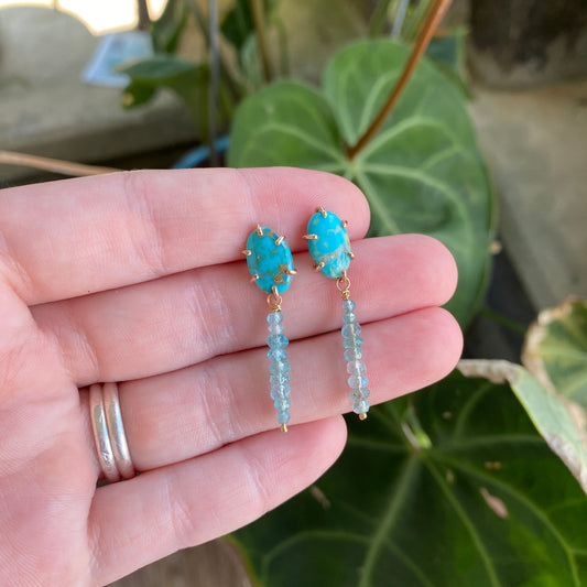 Turquoise and Aquamarine Earrings