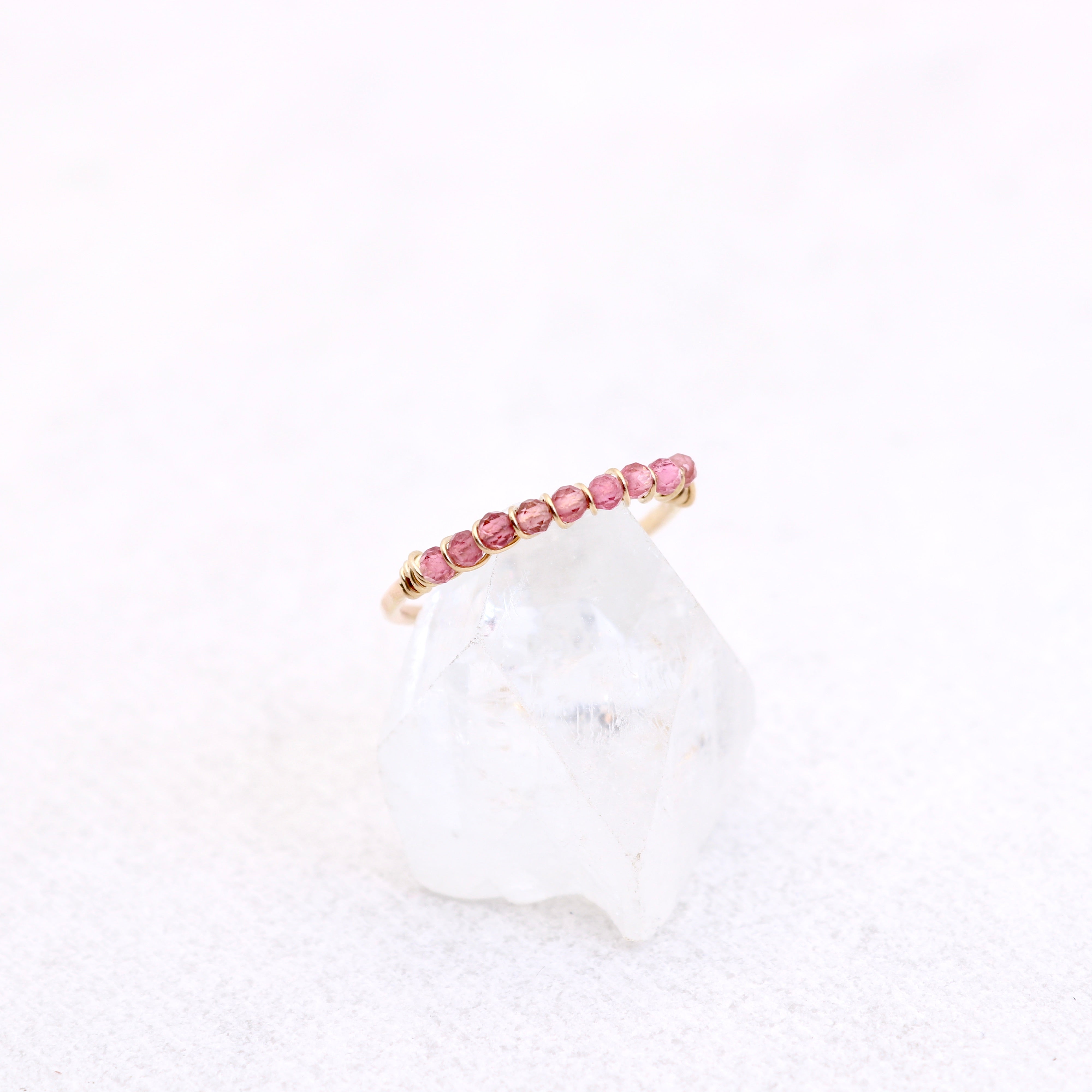 Pink Tourmaline | Gemstone Beaded Row Ring