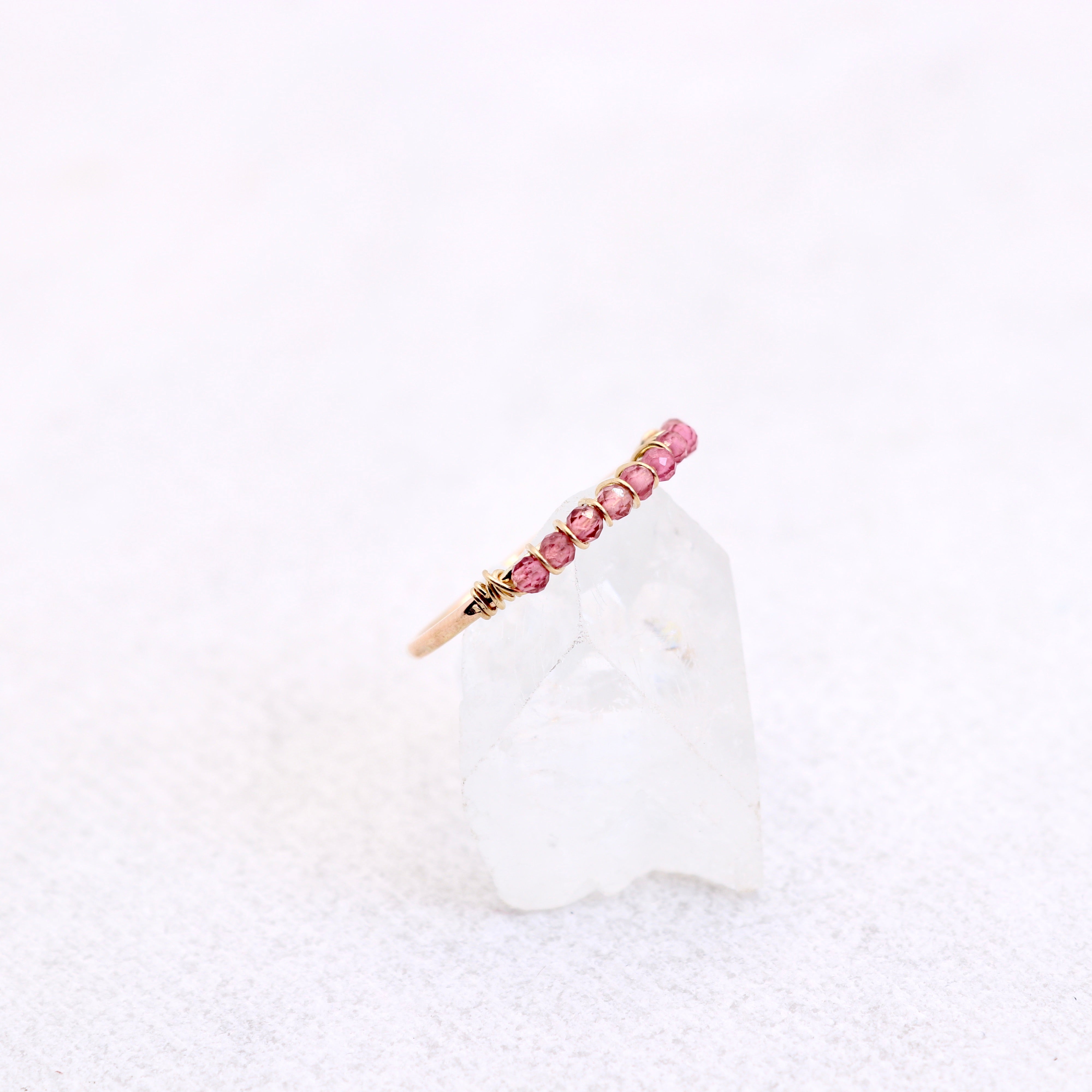 Pink Tourmaline | Gemstone Beaded Row Ring