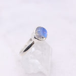 Load image into Gallery viewer, Blue Rainbow Moonstone Boho Ring in Sterling Silver
