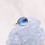 Load image into Gallery viewer, Blue Rainbow Moonstone Boho Ring in Sterling Silver
