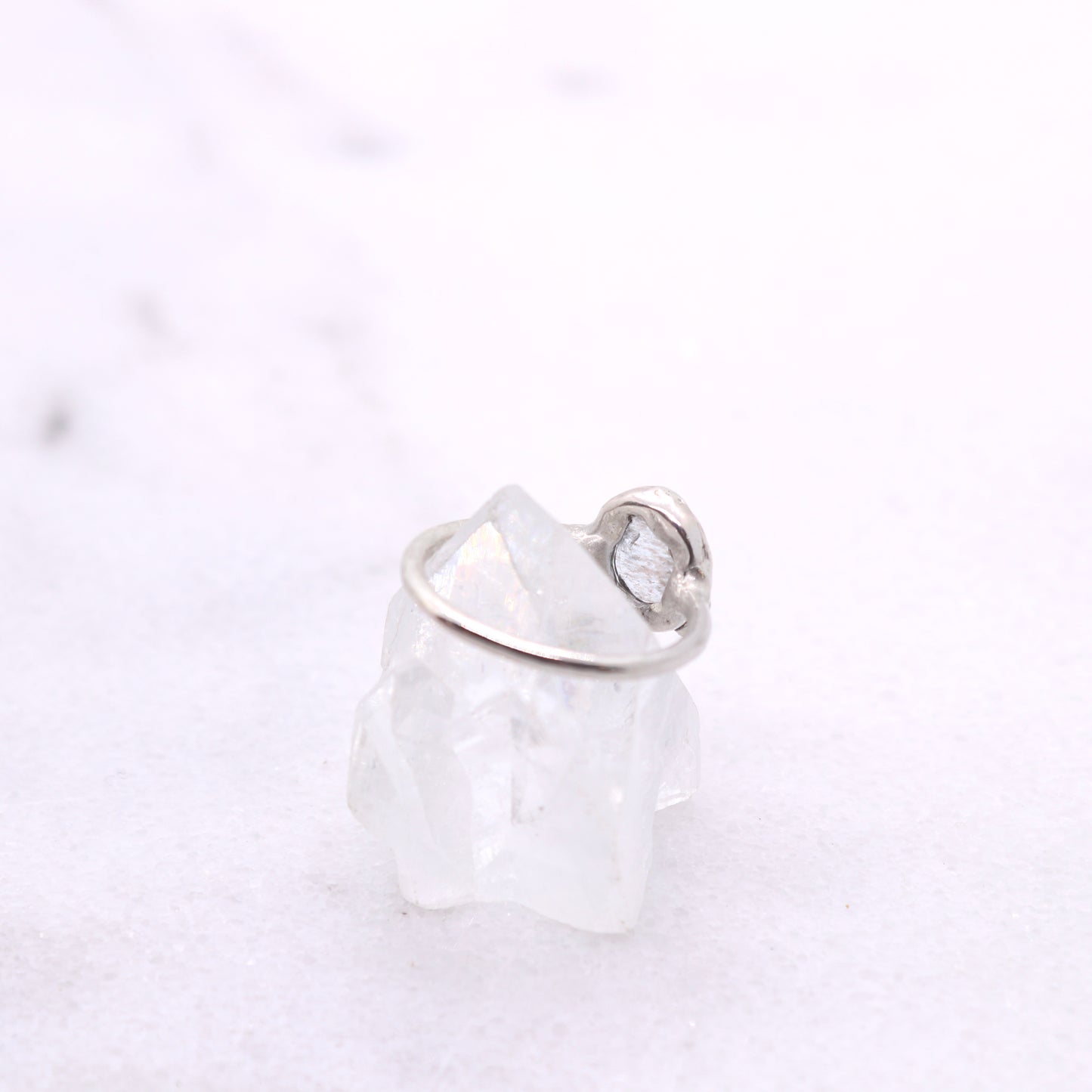 Moss aquamarine bohemian ring in organic raw sterling silver