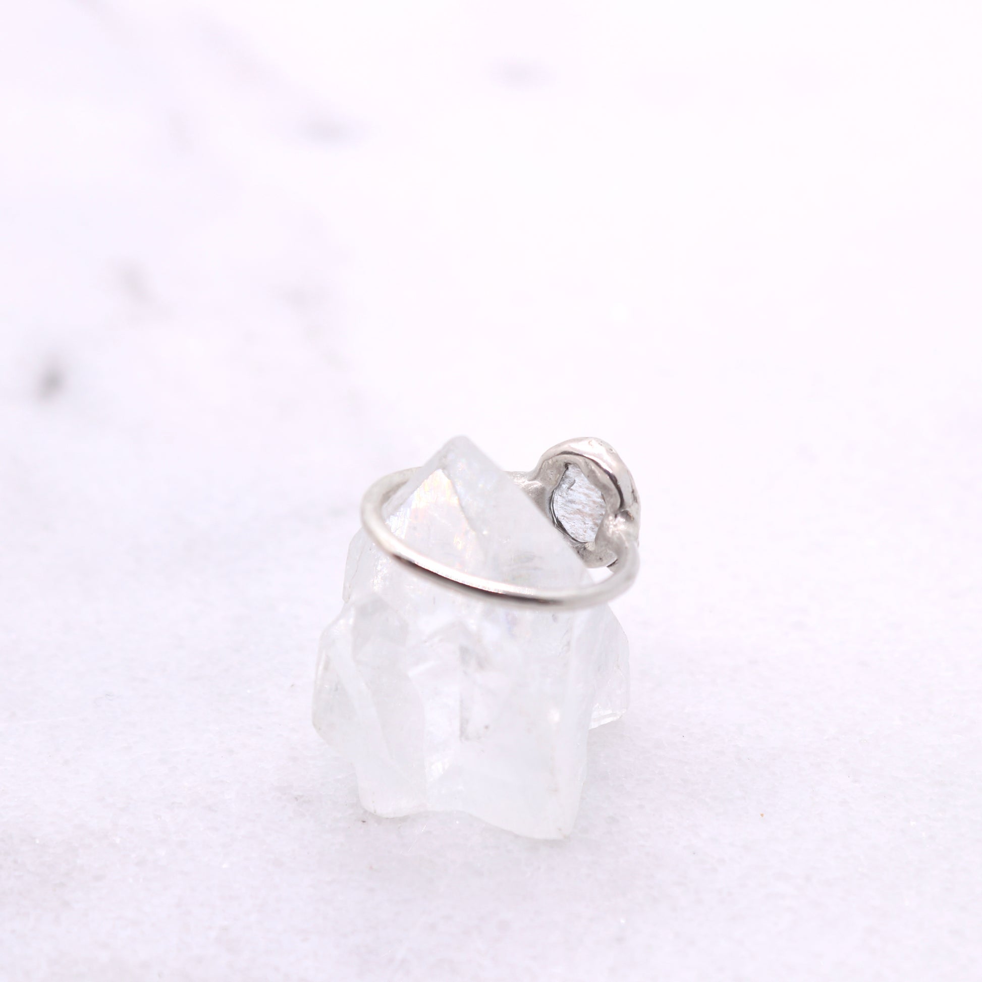 Moss aquamarine bohemian ring in organic raw sterling silver