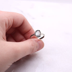 Moss aquamarine bohemian ring in organic raw sterling silver