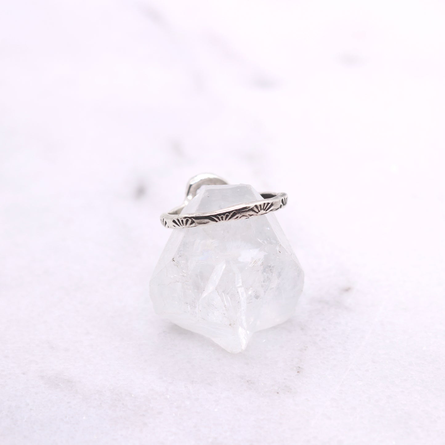Moss aquamarine bohemian ring in organic raw sterling silver