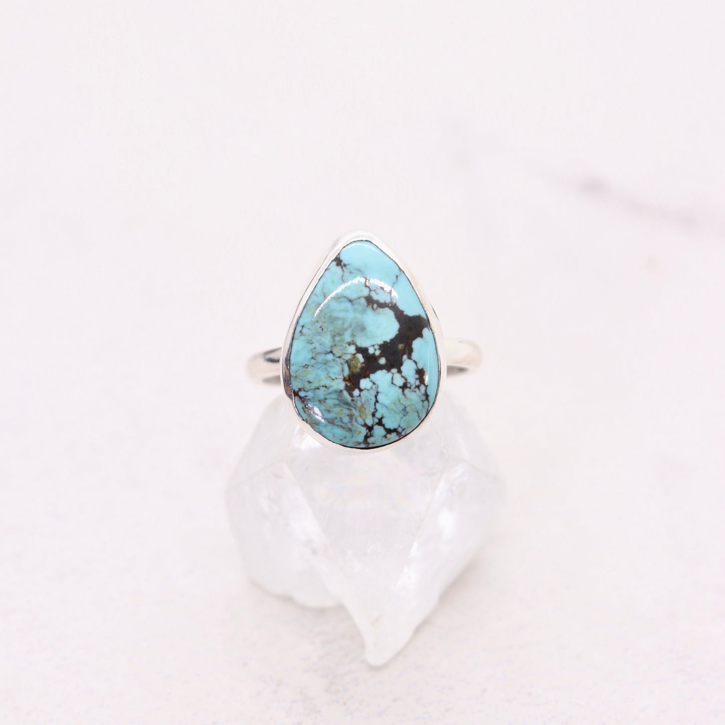 Blue Moon turquoise ring in sterling silver in a boho style