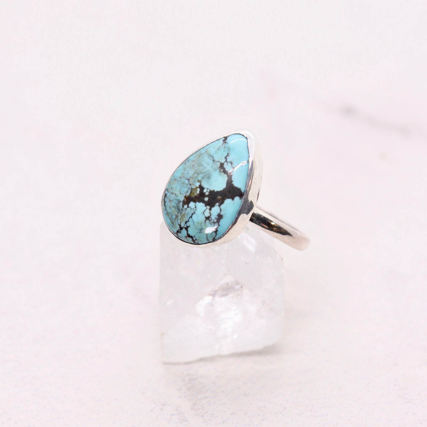 Blue Moon turquoise ring in sterling silver in a boho style