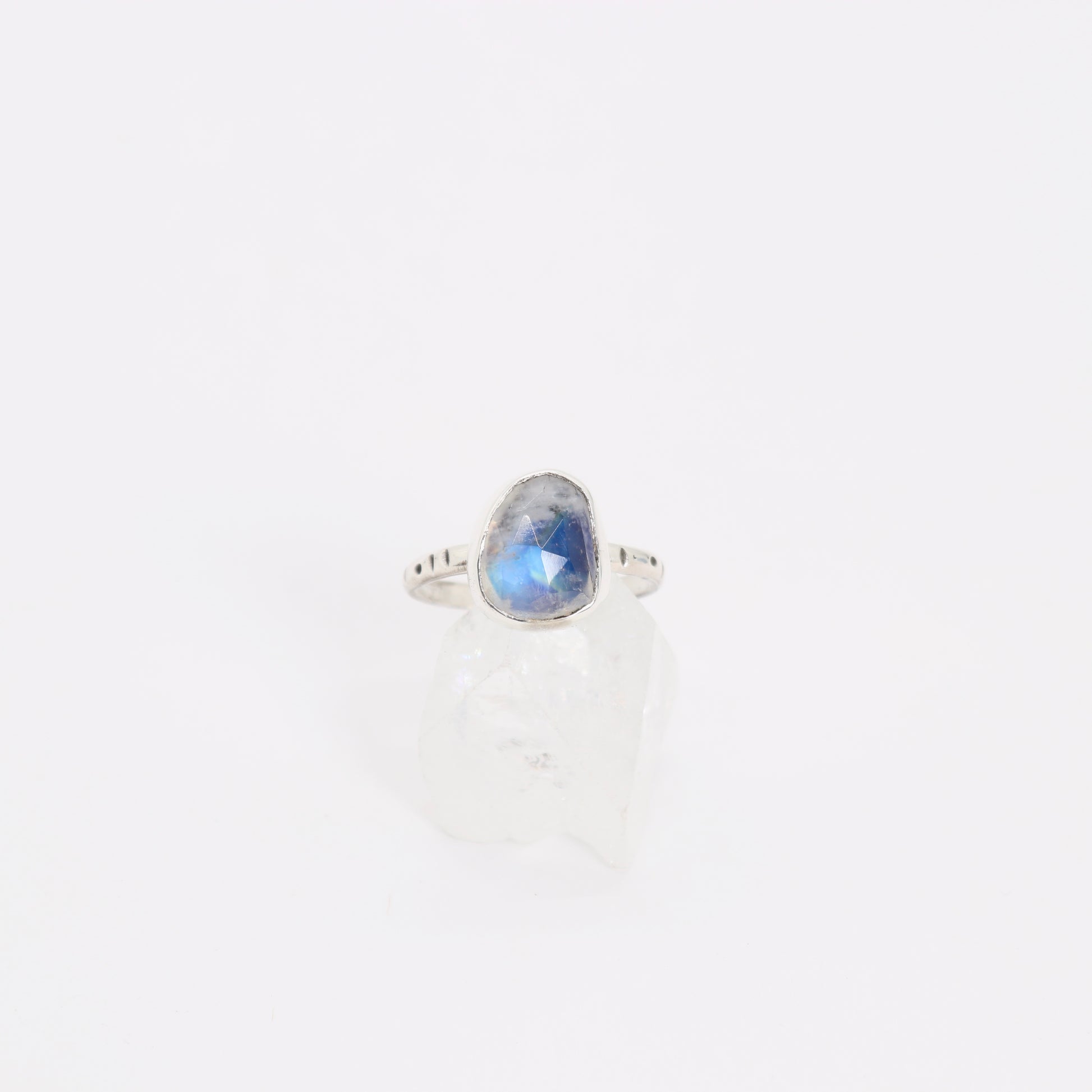 Bohemian moonstone ring set in sterling silver