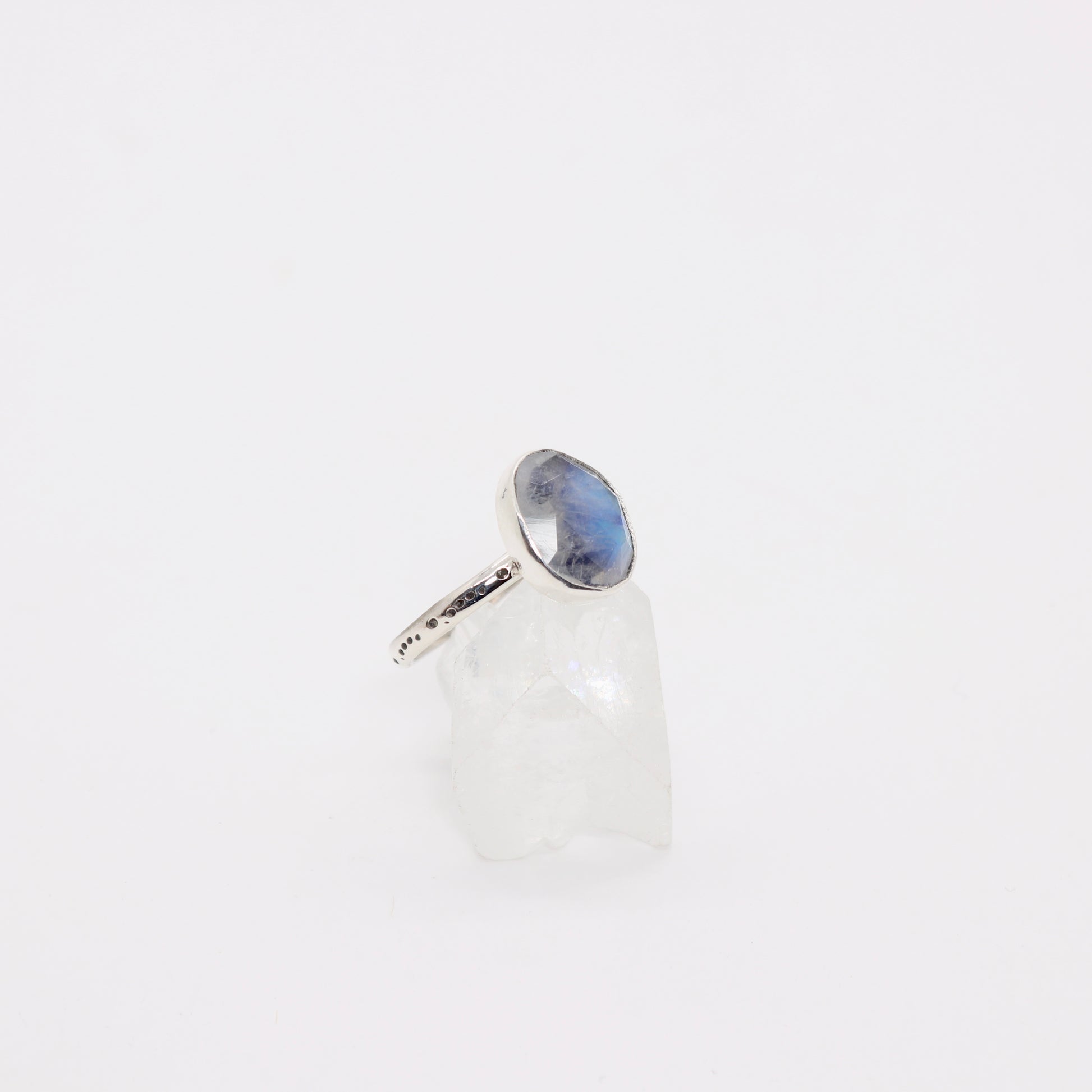 Bohemian moonstone ring set in sterling silver