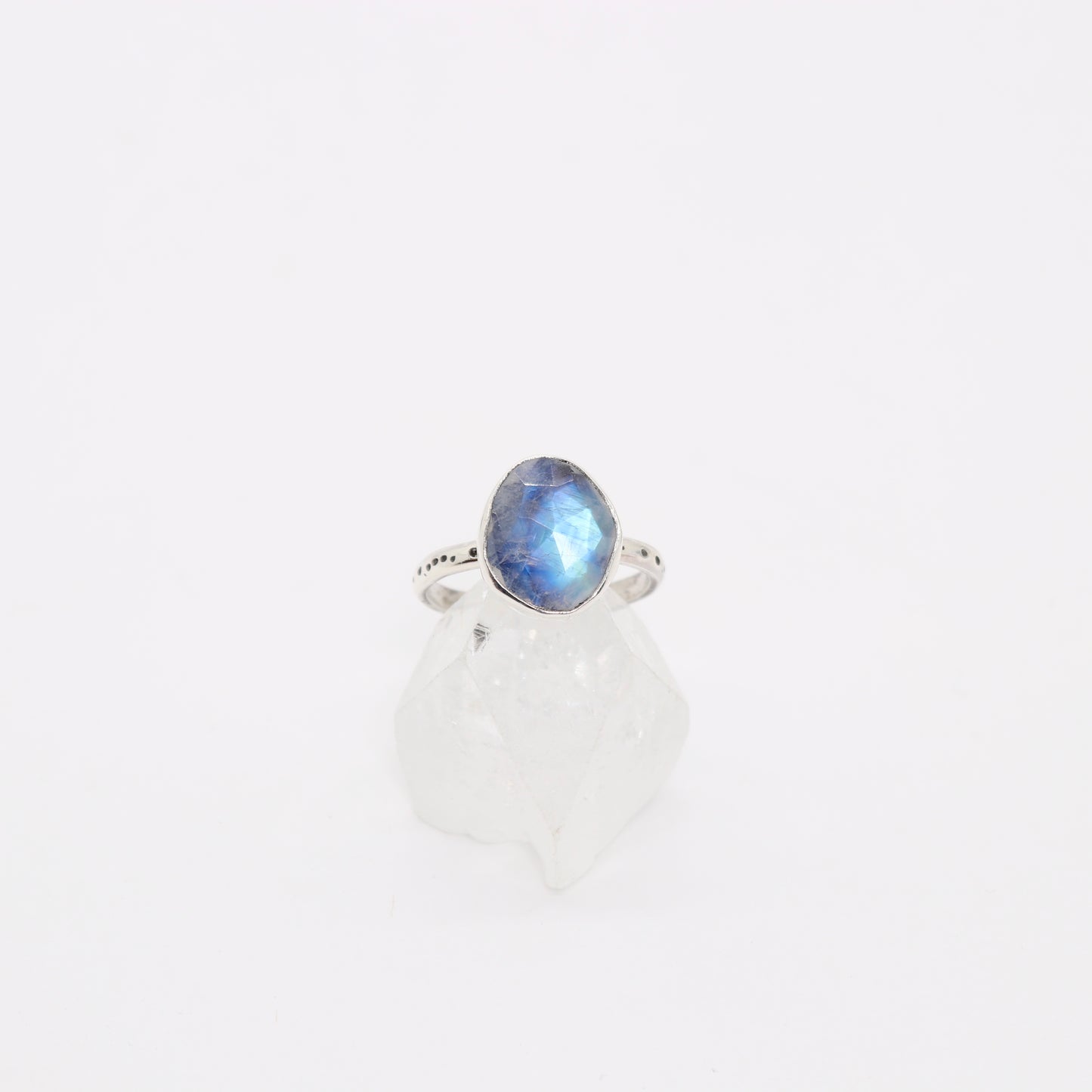 Bohemian moonstone ring set in sterling silver