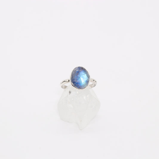 Bohemian moonstone ring set in sterling silver