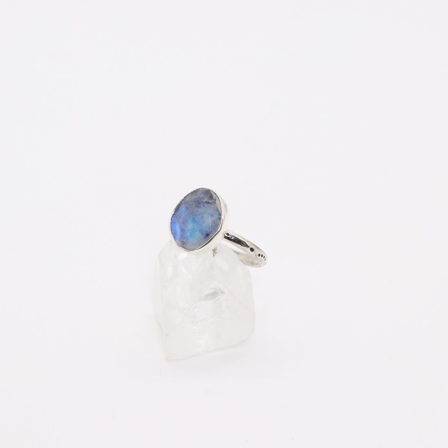 Bohemian moonstone ring set in sterling silver