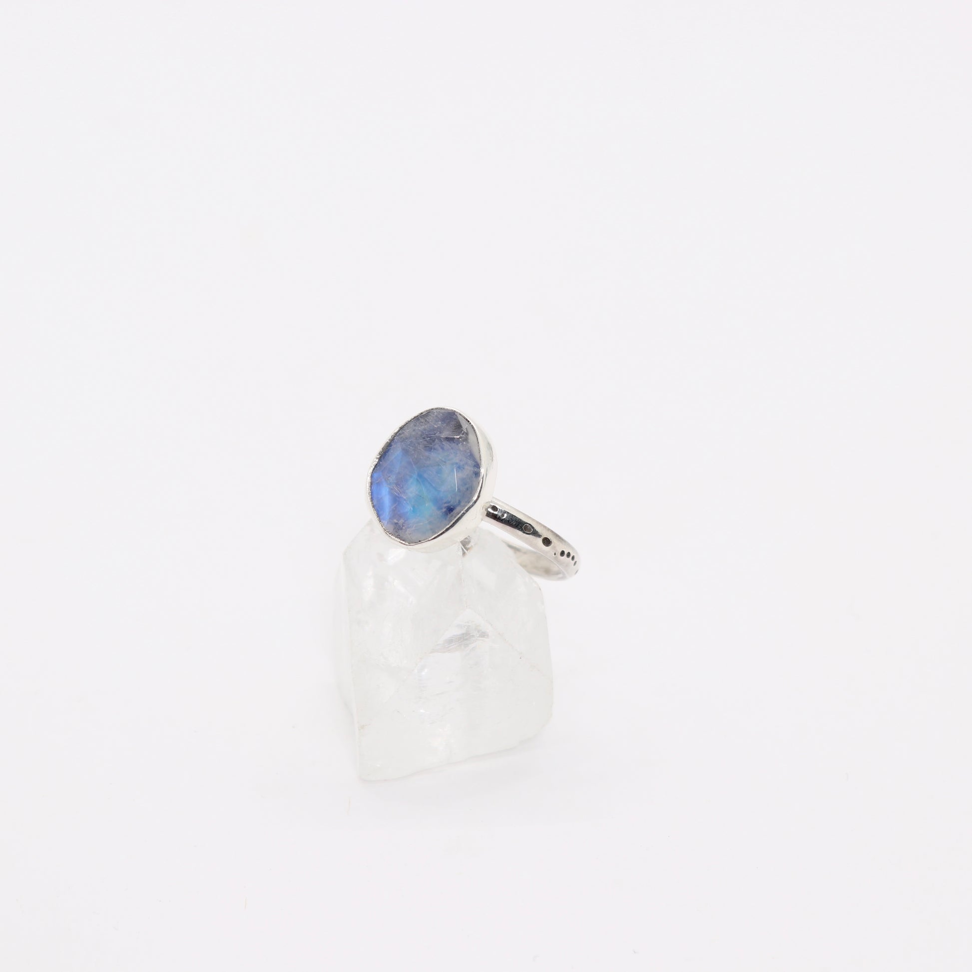 Bohemian moonstone ring set in sterling silver