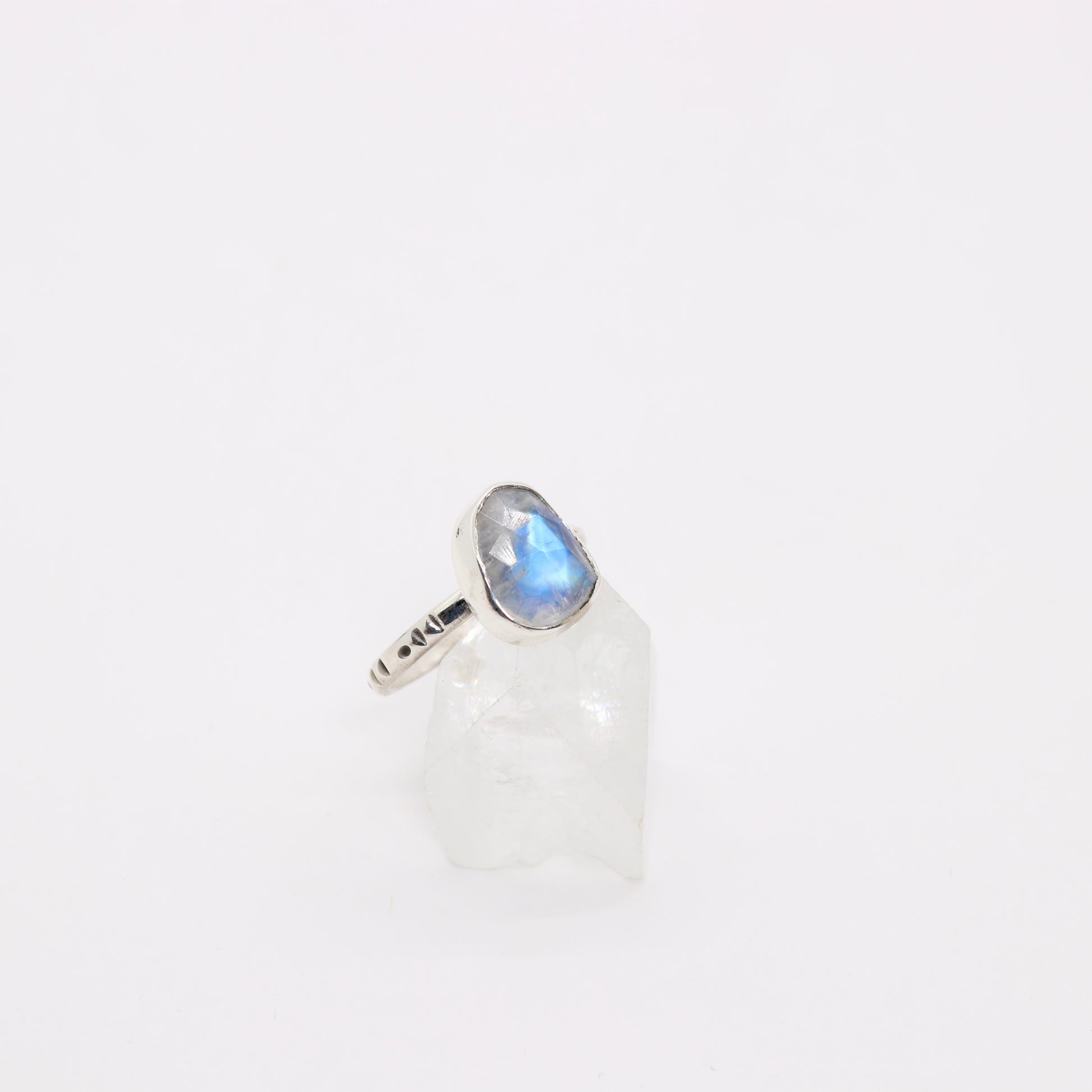Bohemian moonstone ring set in sterling silver