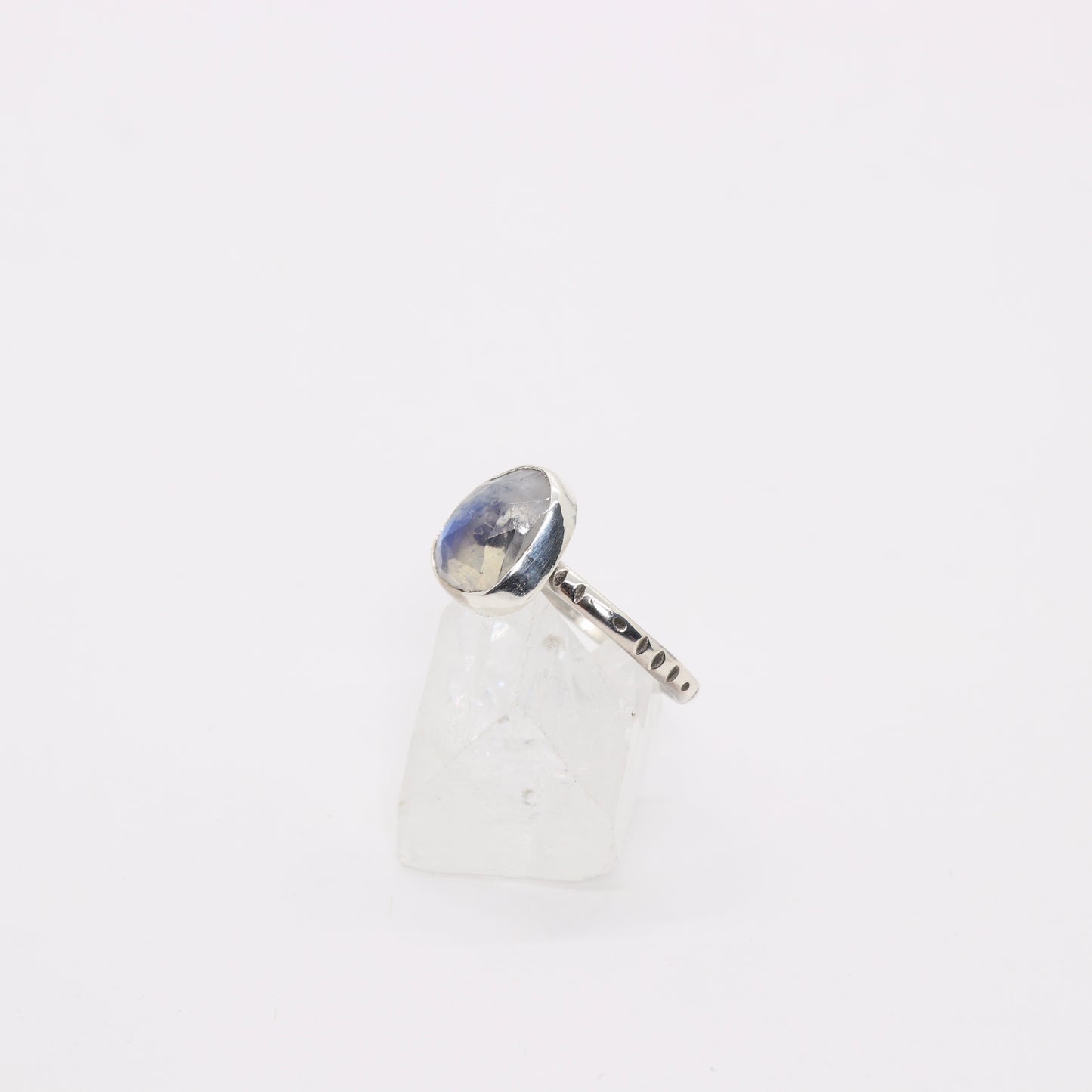 Bohemian moonstone ring set in sterling silver