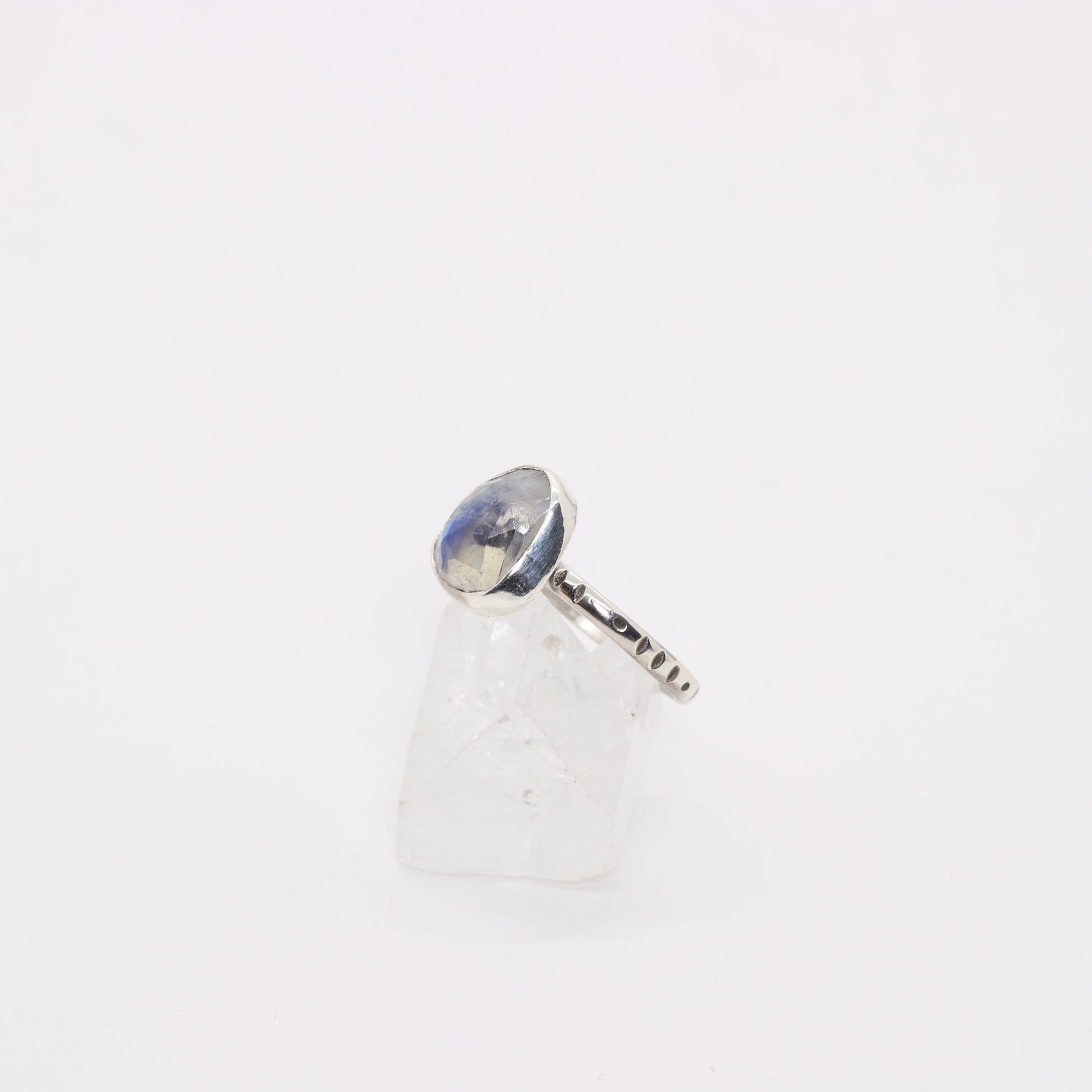 Bohemian moonstone ring set in sterling silver