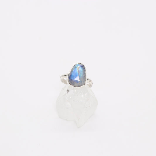 Bohemian moonstone ring set in sterling silver