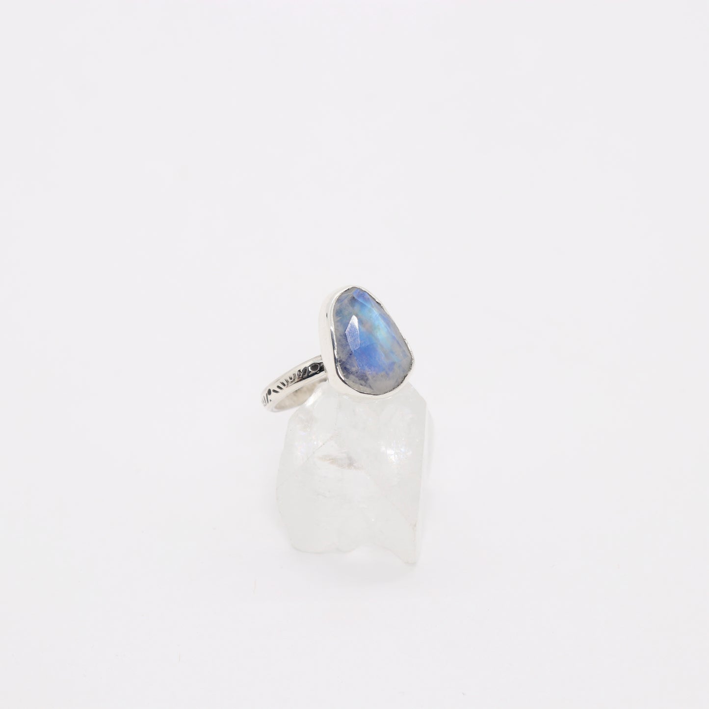 Bohemian moonstone ring set in sterling silver