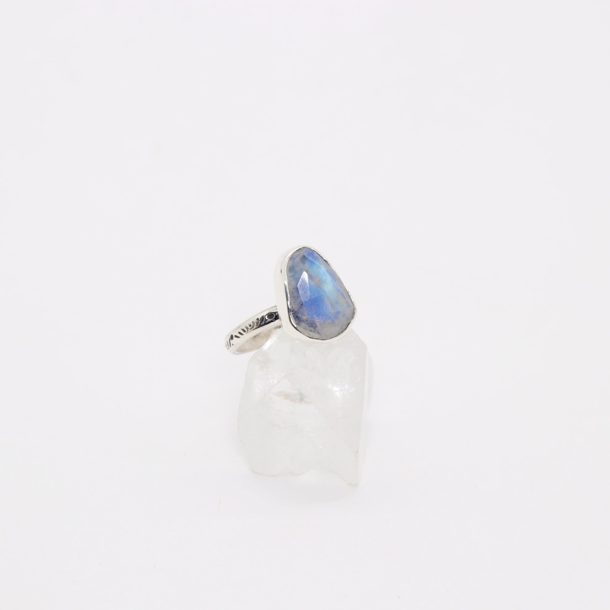 Bohemian moonstone ring set in sterling silver
