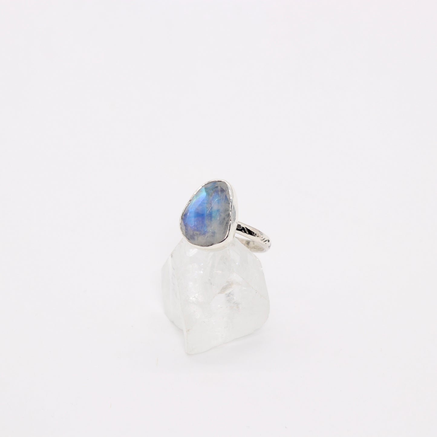 Bohemian moonstone ring set in sterling silver