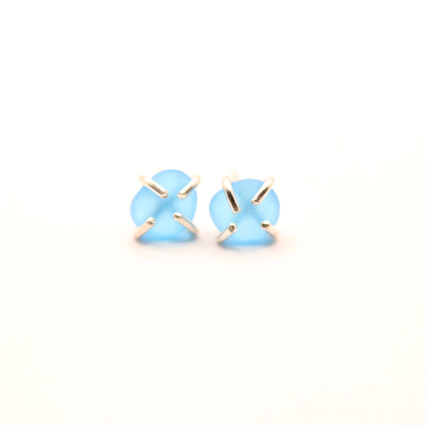 blue sea glass earrings